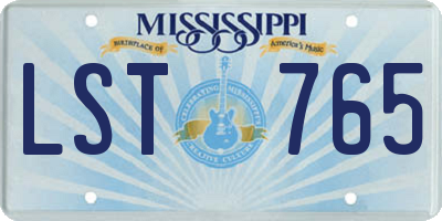 MS license plate LST765