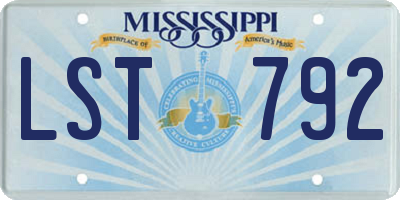 MS license plate LST792