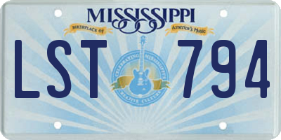 MS license plate LST794