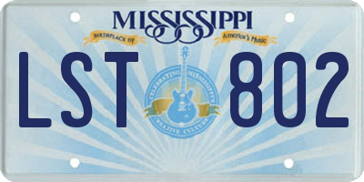 MS license plate LST802