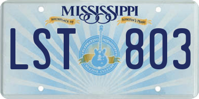 MS license plate LST803