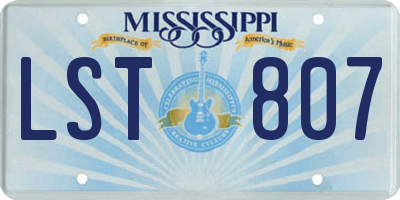 MS license plate LST807