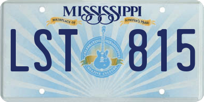MS license plate LST815