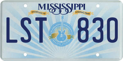 MS license plate LST830