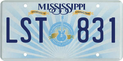 MS license plate LST831