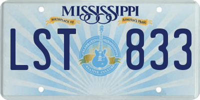 MS license plate LST833
