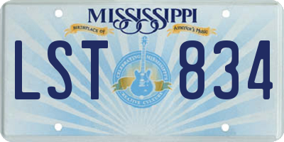 MS license plate LST834