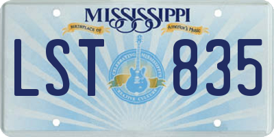 MS license plate LST835