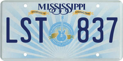 MS license plate LST837