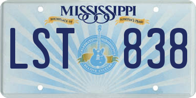 MS license plate LST838