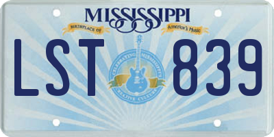 MS license plate LST839