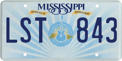 MS license plate LST843