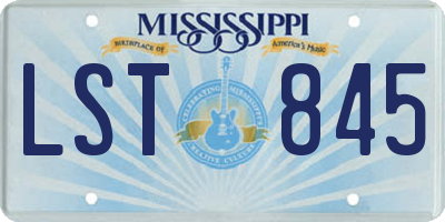 MS license plate LST845