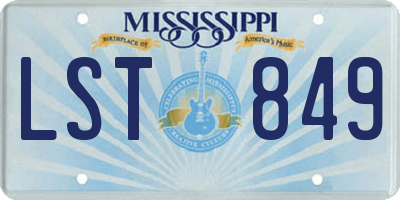 MS license plate LST849