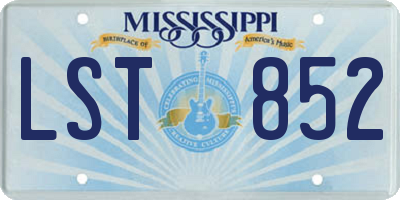 MS license plate LST852