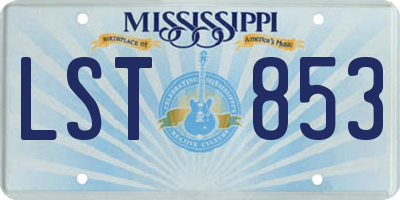 MS license plate LST853