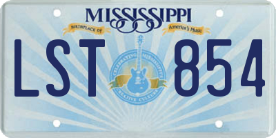 MS license plate LST854