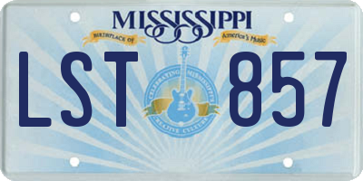 MS license plate LST857