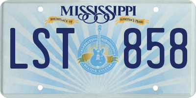 MS license plate LST858