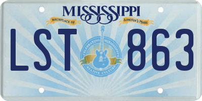 MS license plate LST863