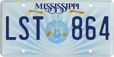 MS license plate LST864