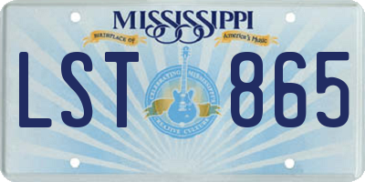MS license plate LST865