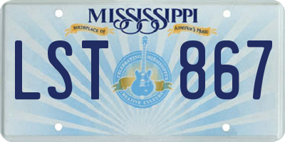 MS license plate LST867