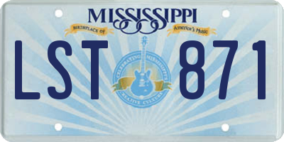 MS license plate LST871