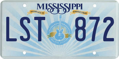 MS license plate LST872