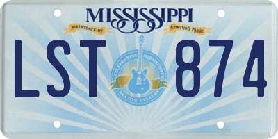 MS license plate LST874