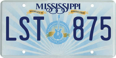 MS license plate LST875