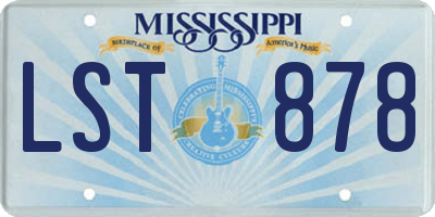 MS license plate LST878