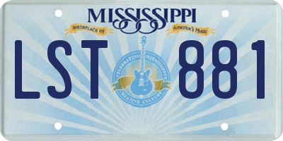 MS license plate LST881