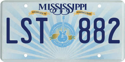 MS license plate LST882