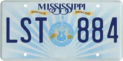 MS license plate LST884