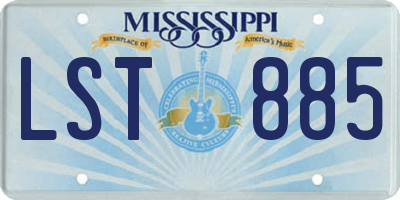 MS license plate LST885