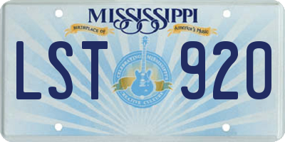 MS license plate LST920