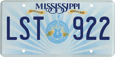 MS license plate LST922