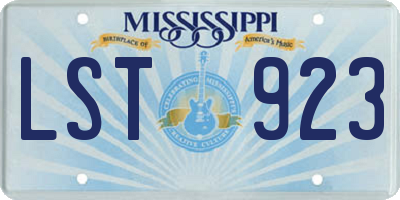 MS license plate LST923