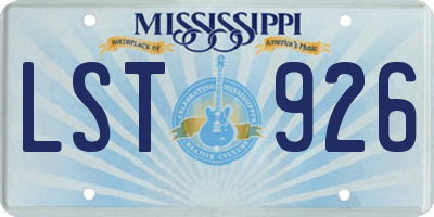 MS license plate LST926
