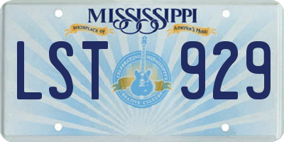MS license plate LST929