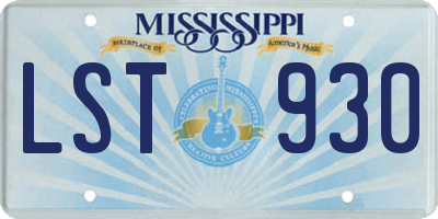 MS license plate LST930