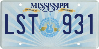 MS license plate LST931