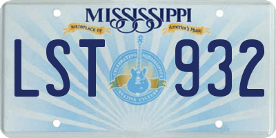 MS license plate LST932