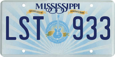 MS license plate LST933