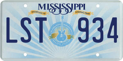 MS license plate LST934