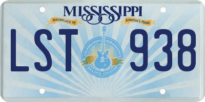 MS license plate LST938