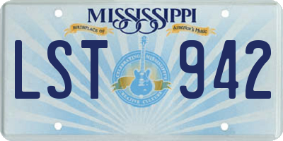 MS license plate LST942