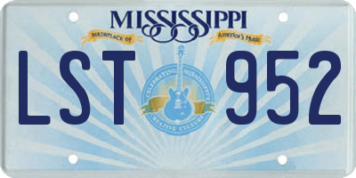 MS license plate LST952