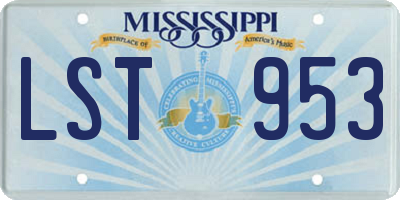 MS license plate LST953